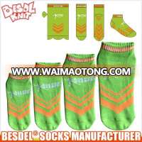 SGS Custom Lime Green Non Slip Footie Trampoline Socks for Kids Jump with Non Slip Grips